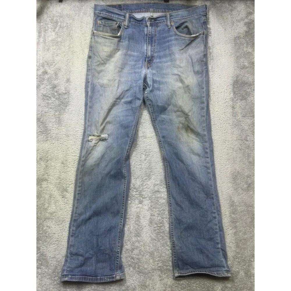 Levis 559 Jeans Mens 34x32 Blue Denim Relaxed Straight American Distressed Hole